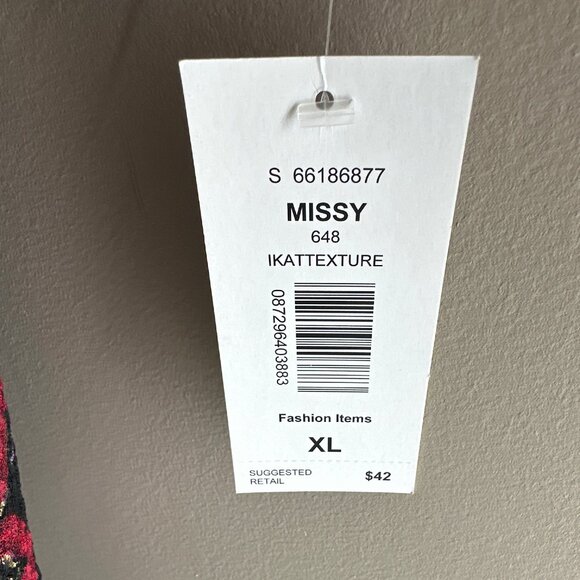 Alia Blouse Women's Size XL 3/4 Sleeve Colorful Geometric Ikattexture  NWT - Picture 3 of 5